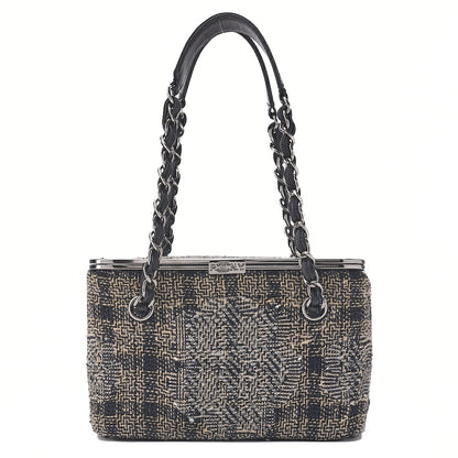 CHANEL Tweed Vanity Chain Shoulder Black x Multicolor Silver-Tone Hardware, Pre-Owned