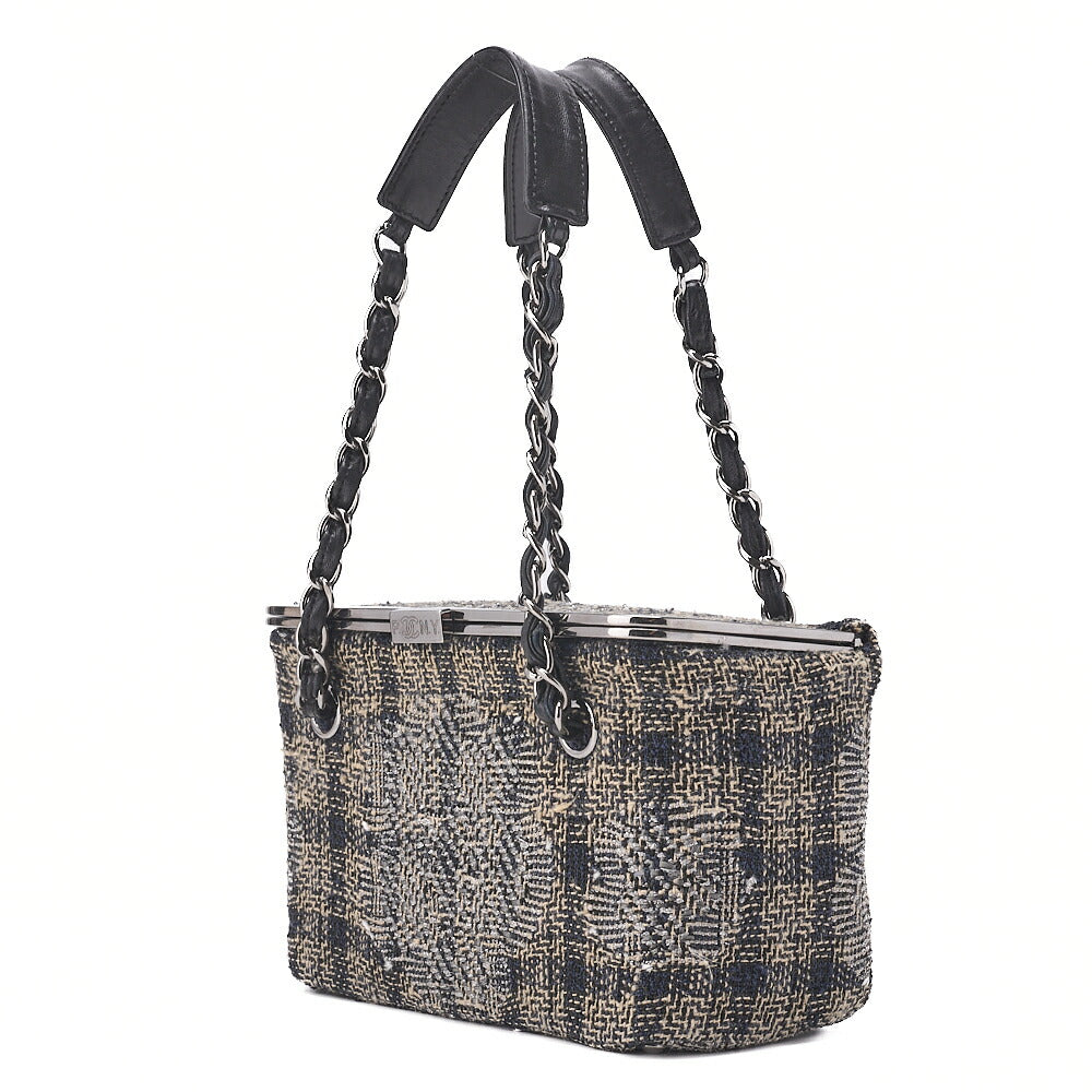 CHANEL Tweed Vanity Chain Shoulder Black x Multicolor Silver-Tone Hardware, Pre-Owned