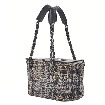 CHANEL Tweed Vanity Chain Shoulder Black x Multicolor Silver-Tone Hardware, Pre-Owned