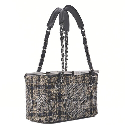 CHANEL Tweed Vanity Chain Shoulder Black x Multicolor Silver-Tone Hardware, Pre-Owned