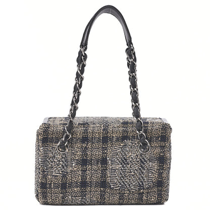 CHANEL Tweed Vanity Chain Shoulder Black x Multicolor Silver-Tone Hardware, Pre-Owned