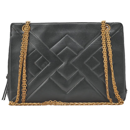 CHANEL Lambskin Diamond Stitch Grain Chain Shoulder Black Gold-Tone Hardware, Pre-Owned