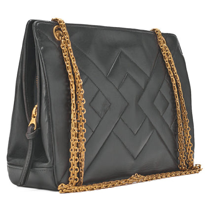 CHANEL Lambskin Diamond Stitch Grain Chain Shoulder Black Gold-Tone Hardware, Pre-Owned