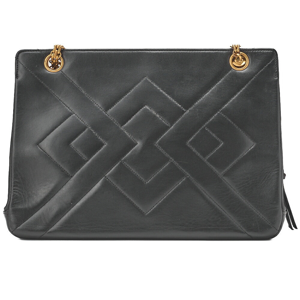 CHANEL Lambskin Diamond Stitch Grain Chain Shoulder Black Gold-Tone Hardware, Pre-Owned