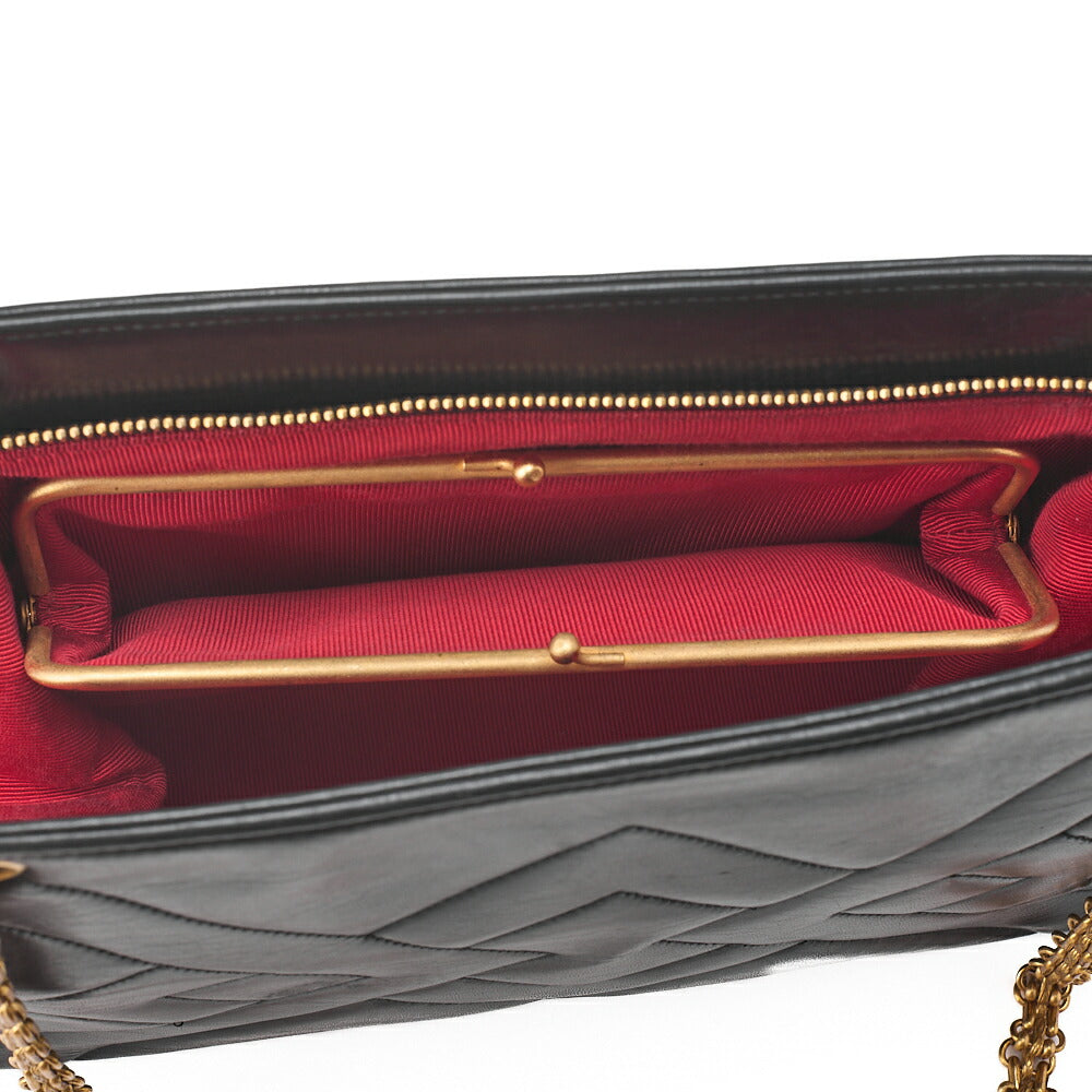 CHANEL Lambskin Diamond Stitch Grain Chain Shoulder Black Gold-Tone Hardware, Pre-Owned