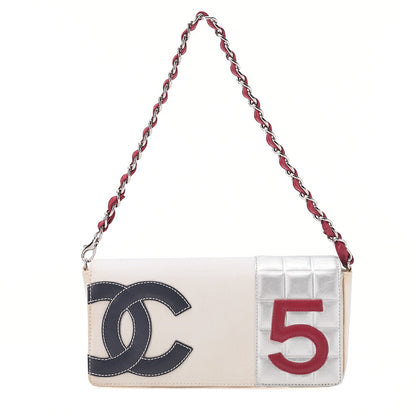 CHANEL One Shoulder Bag Sport Line NO.5 Canvas Bicolor Silver-Tone Hardware, Pre-Owned