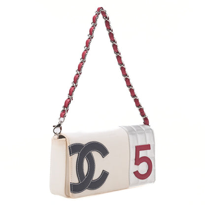 CHANEL One Shoulder Bag Sport Line NO.5 Canvas Bicolor Silver-Tone Hardware, Pre-Owned