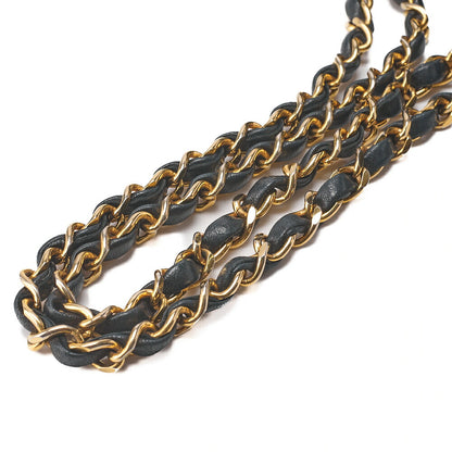 CHANEL Lambskin Matelasse W Flap 25cm Chain Shoulder Black Gold-Tone Hardware, Pre-Owned
