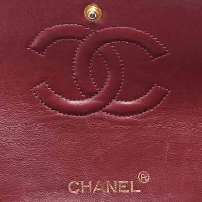 CHANEL Lambskin Matelasse W Flap 25cm Chain Shoulder Black Gold-Tone Hardware, Pre-Owned