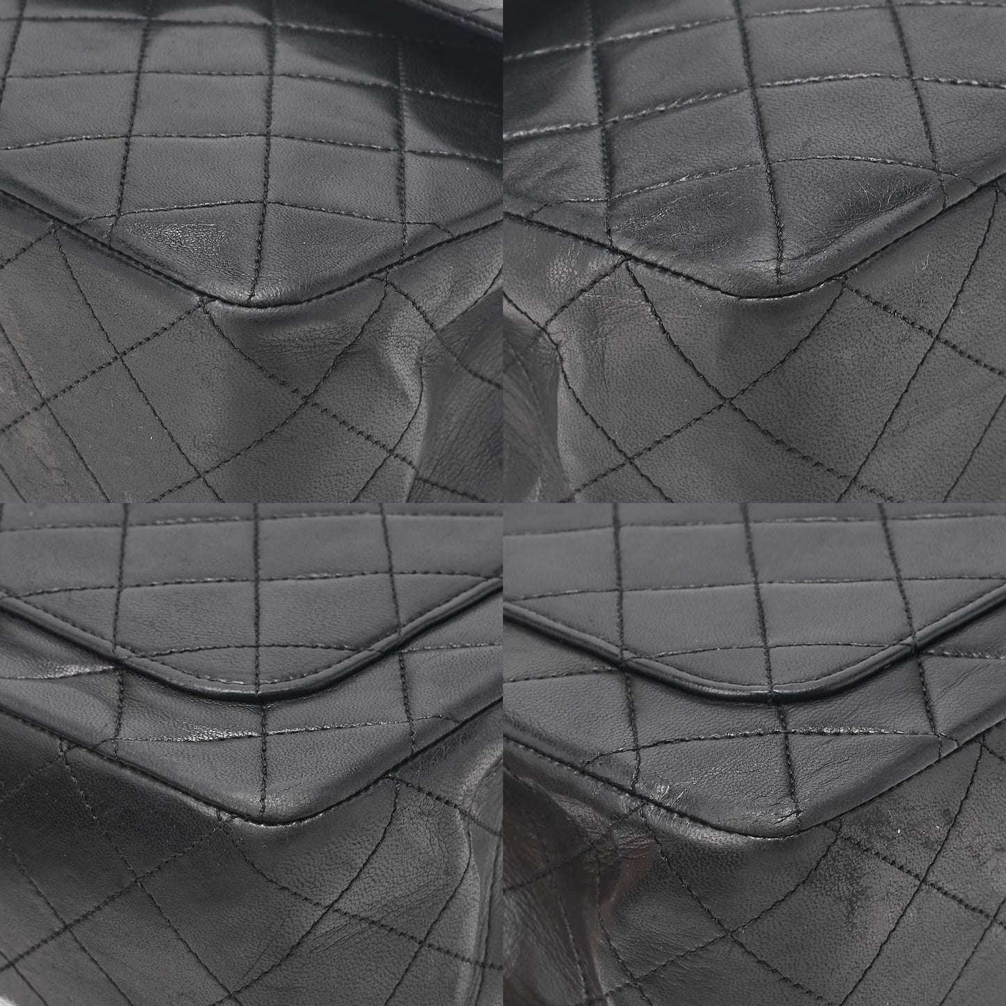 CHANEL Lambskin Matelasse W Flap 25cm Chain Shoulder Black Gold-Tone Hardware, Pre-Owned