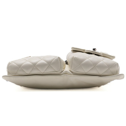 CHANEL Cambon Line Calf Leather Cambon Line White x Python Tote Bag Silver-Tone Hardware, Pre-Owned