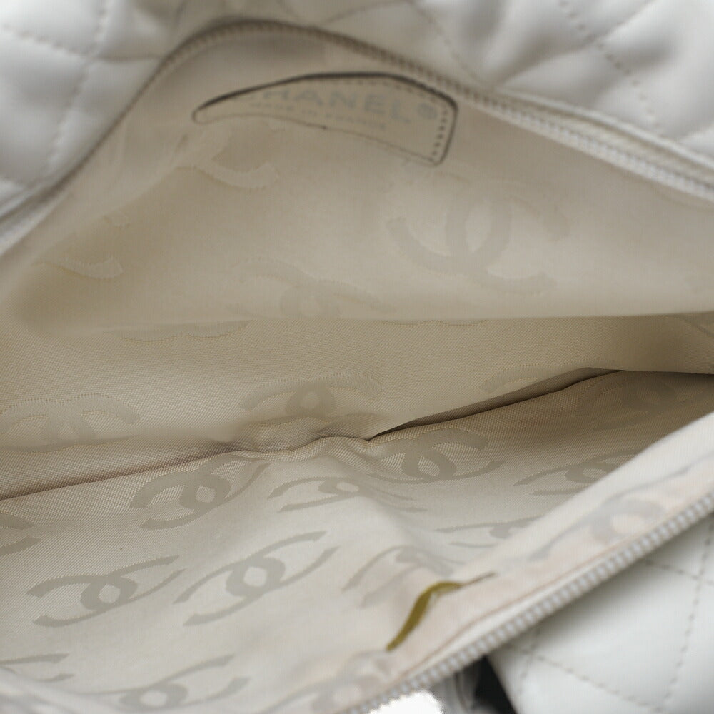 CHANEL Cambon Line Calf Leather Cambon Line White x Python Tote Bag Silver-Tone Hardware, Pre-Owned