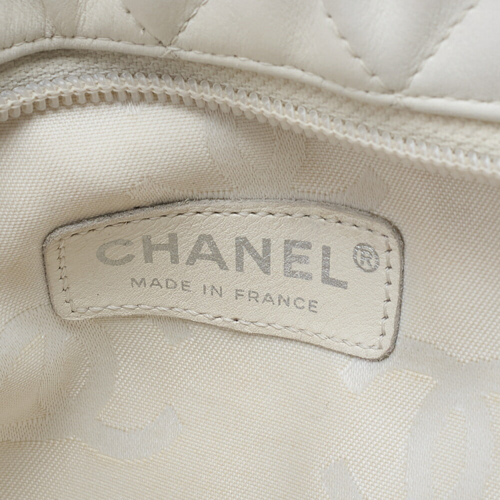 CHANEL Cambon Line Calf Leather Cambon Line White x Python Tote Bag Silver-Tone Hardware, Pre-Owned