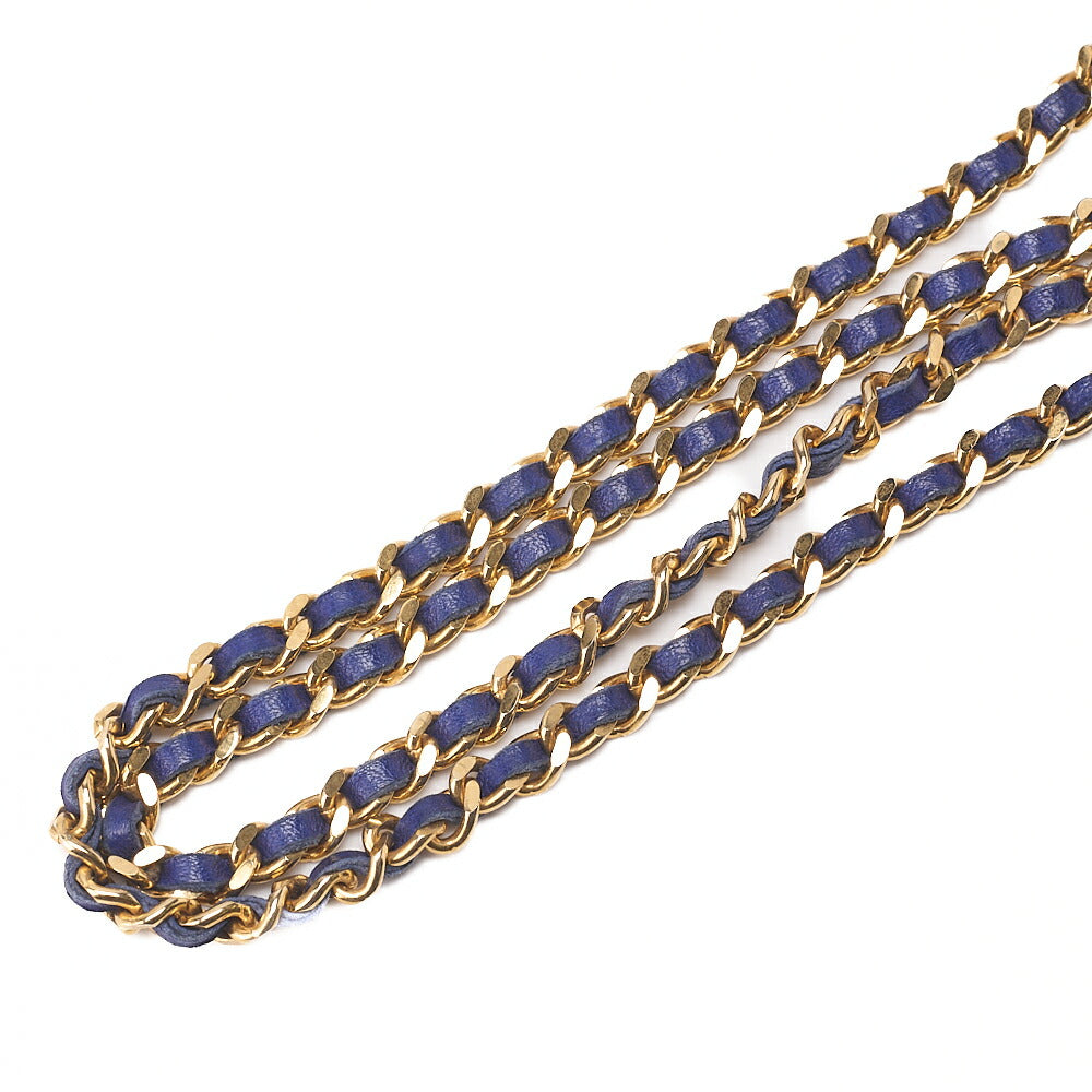 CHANEL Lambskin Gripore Pattern with Fringe Chain Shoulder Blue x Multicolor Gold-Tone Hardware, Pre-Owned