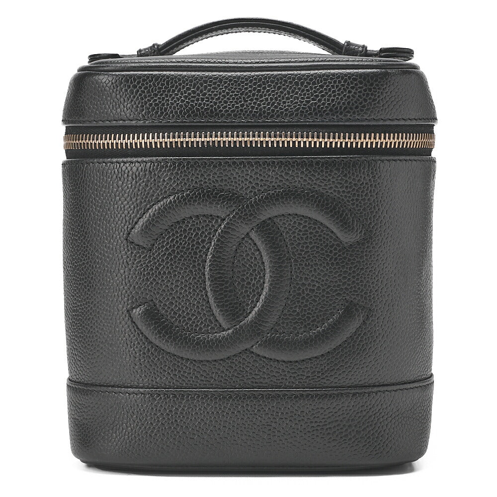CHANEL Cocomark Vanity Handbag Caviar Skin Black Gold-Tone Hardware, Pre-Owned