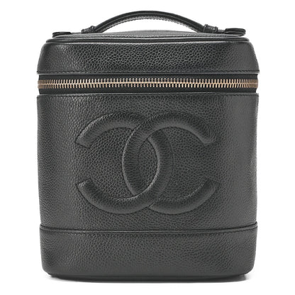 CHANEL Cocomark Vanity Handbag Caviar Skin Black Gold-Tone Hardware, Pre-Owned