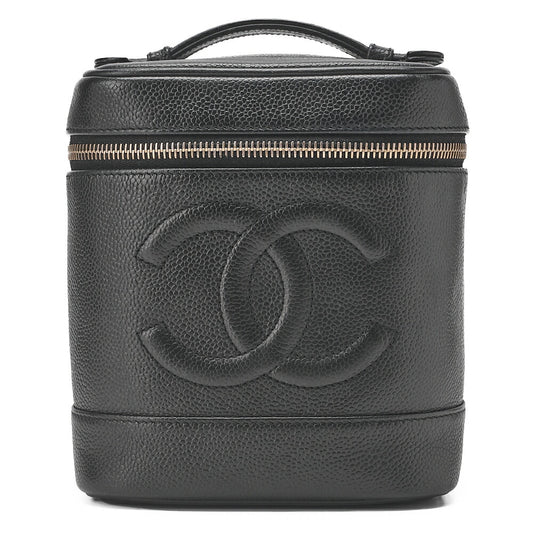 CHANEL Cocomark Vanity Handbag Caviar Skin Black Gold-Tone Hardware, Pre-Owned