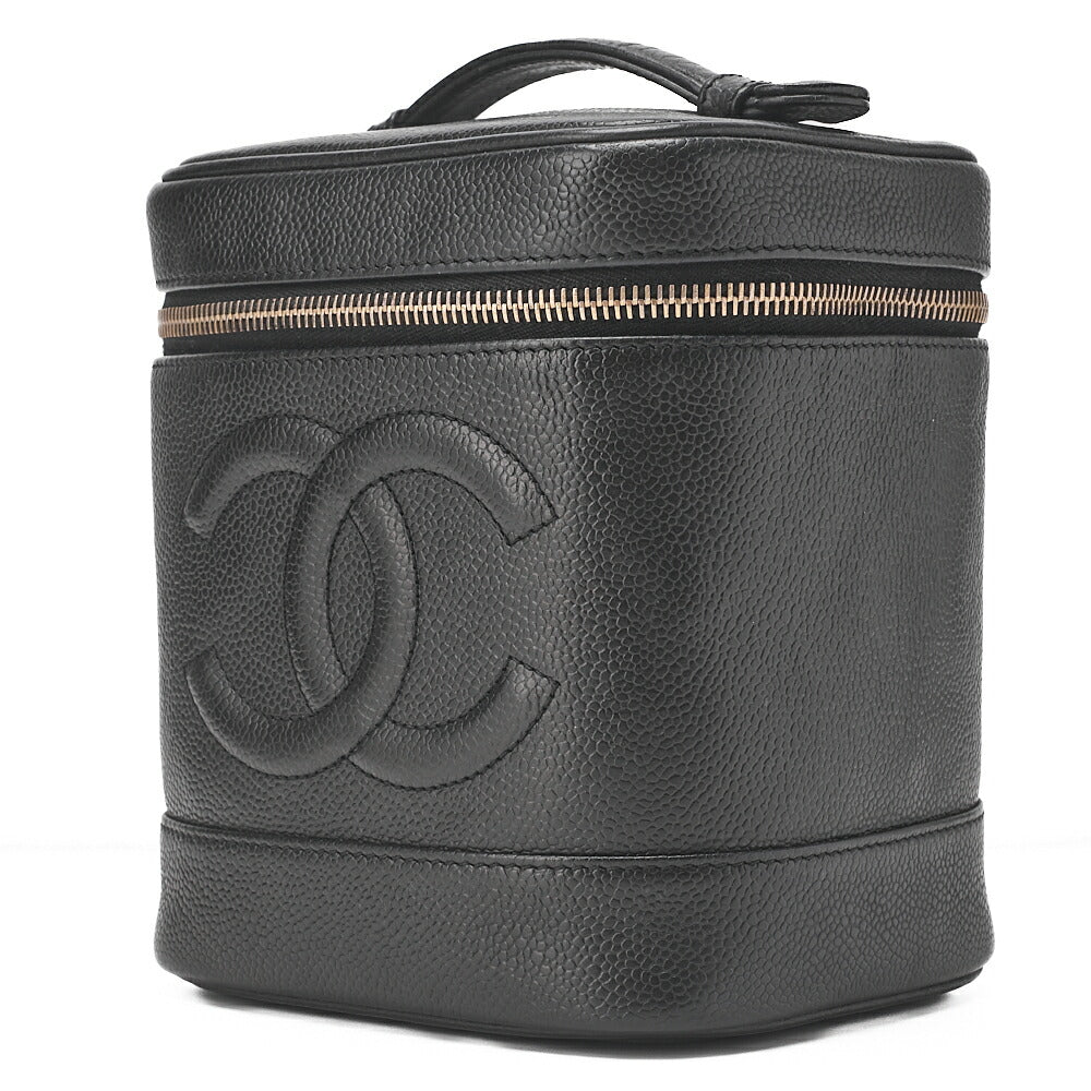CHANEL Cocomark Vanity Handbag Caviar Skin Black Gold-Tone Hardware, Pre-Owned