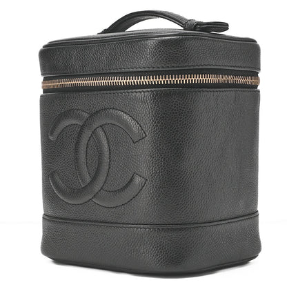 CHANEL Cocomark Vanity Handbag Caviar Skin Black Gold-Tone Hardware, Pre-Owned