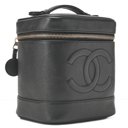 CHANEL Cocomark Vanity Handbag Caviar Skin Black Gold-Tone Hardware, Pre-Owned