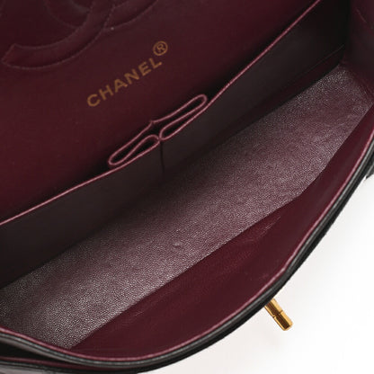 CHANEL Lambskin Matelasse W Flap 25cm Chain Shoulder Black Gold-Tone Hardware, Pre-Owned