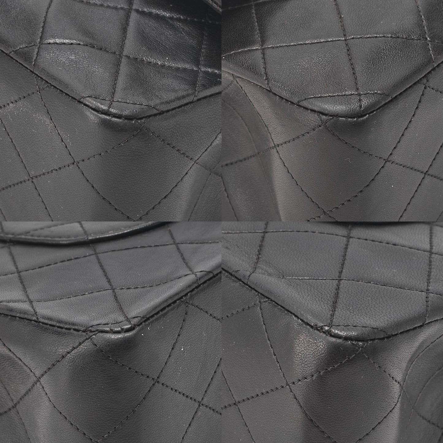 CHANEL Lambskin Matelasse W Flap 25cm Chain Shoulder Black Gold-Tone Hardware, Pre-Owned