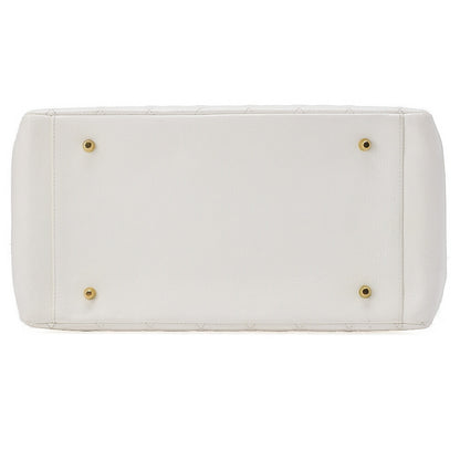 CHANEL Chanel Tote Bag Matelasse Caviar Skin Coco Mark White Chain Hand Gold-Tone Hardware, Pre-Owned