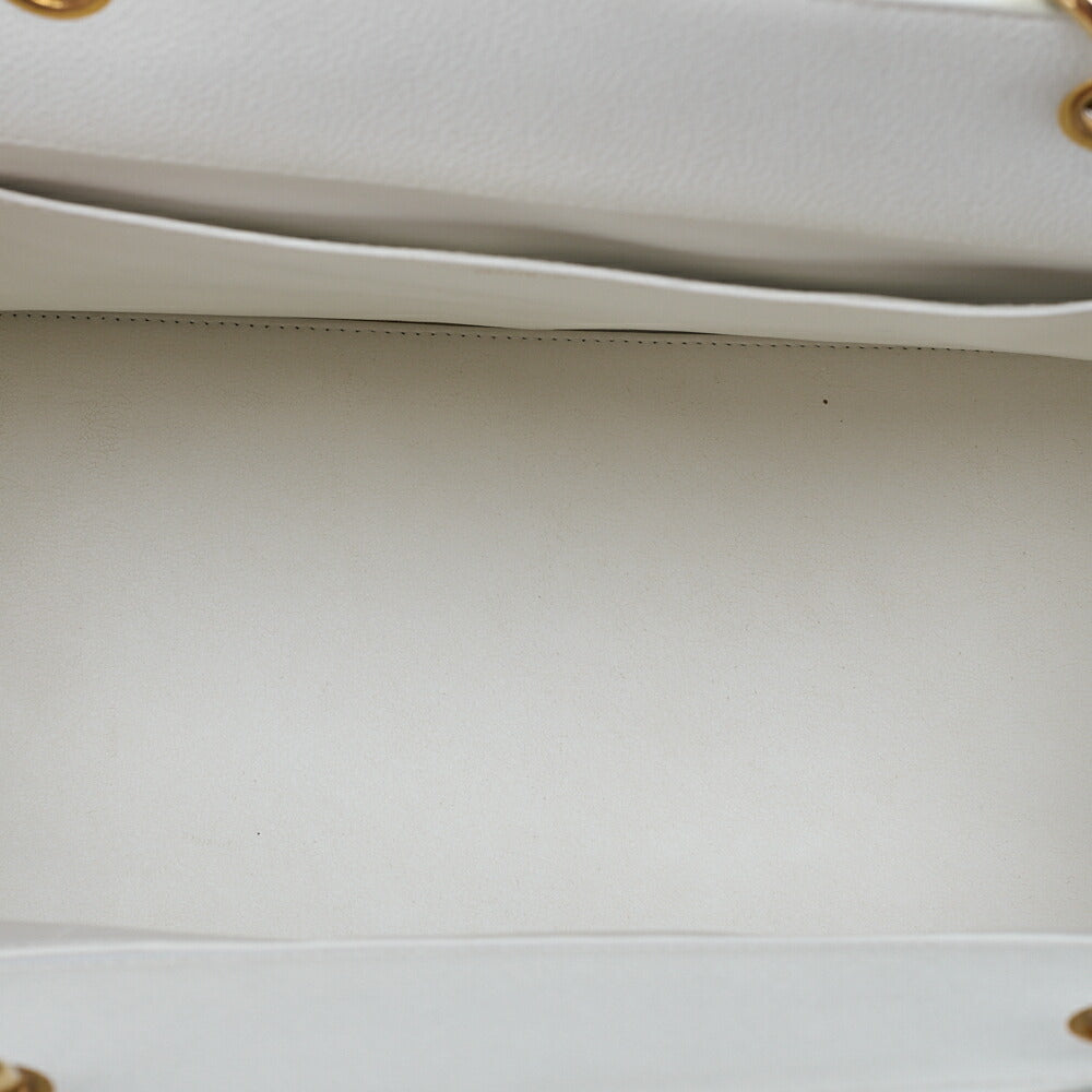 CHANEL Chanel Tote Bag Matelasse Caviar Skin Coco Mark White Chain Hand Gold-Tone Hardware, Pre-Owned