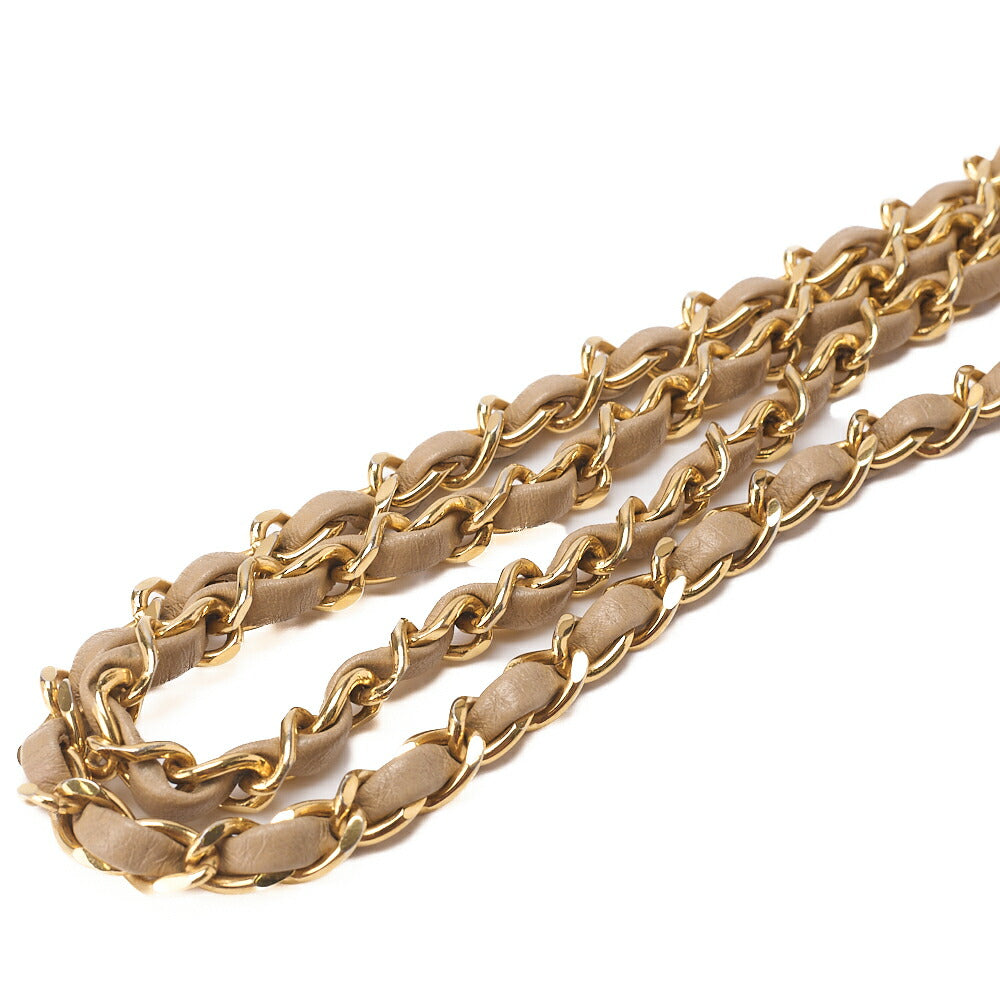 CHANEL Chain Shoulder Bag Mini Matelasse 17cm Turnlock Lambskin Beige Gold-Tone Hardware, Pre-Owned