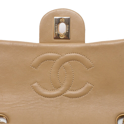 CHANEL Chain Shoulder Bag Mini Matelasse 17cm Turnlock Lambskin Beige Gold-Tone Hardware, Pre-Owned