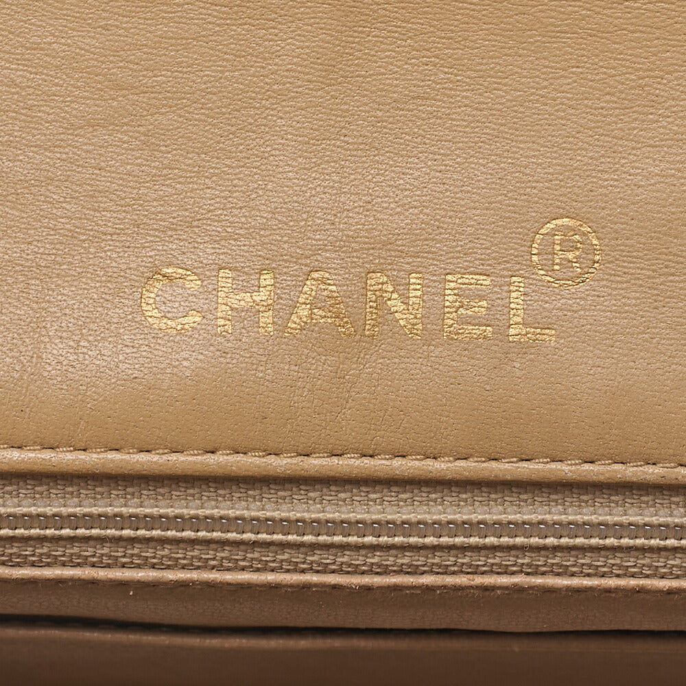 CHANEL Chain Shoulder Bag Mini Matelasse 17cm Turnlock Lambskin Beige Gold-Tone Hardware, Pre-Owned