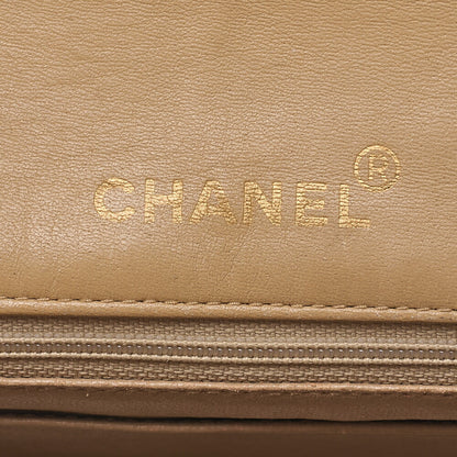 CHANEL Chain Shoulder Bag Mini Matelasse 17cm Turnlock Lambskin Beige Gold-Tone Hardware, Pre-Owned