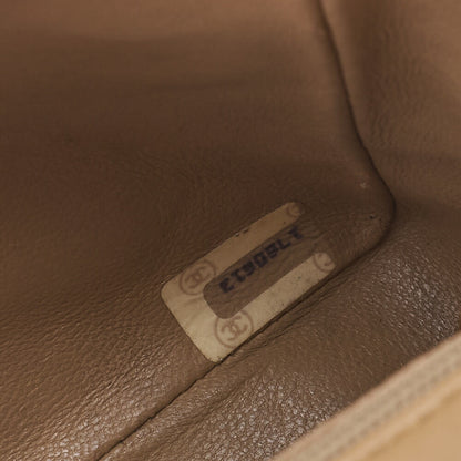 CHANEL Chain Shoulder Bag Mini Matelasse 17cm Turnlock Lambskin Beige Gold-Tone Hardware, Pre-Owned