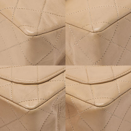 CHANEL Chain Shoulder Bag Mini Matelasse 17cm Turnlock Lambskin Beige Gold-Tone Hardware, Pre-Owned