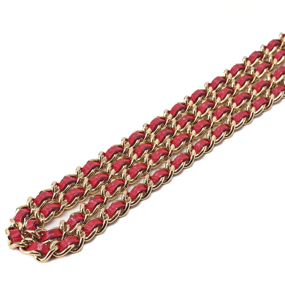 CHANEL Mademoiselle Chain Wallet Lambskin Red Silver-Tone Hardware, Pre-Owned