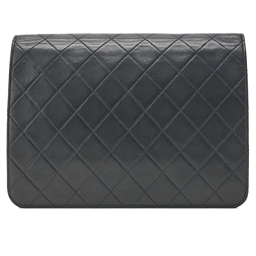 CHANEL Matelasse Push Lock 22cm Chain Shoulder Lambskin Black Gold-Tone Hardware, Pre-Owned