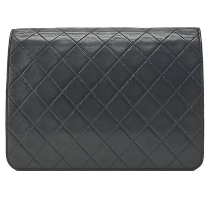 CHANEL Matelasse Push Lock 22cm Chain Shoulder Lambskin Black Gold-Tone Hardware, Pre-Owned