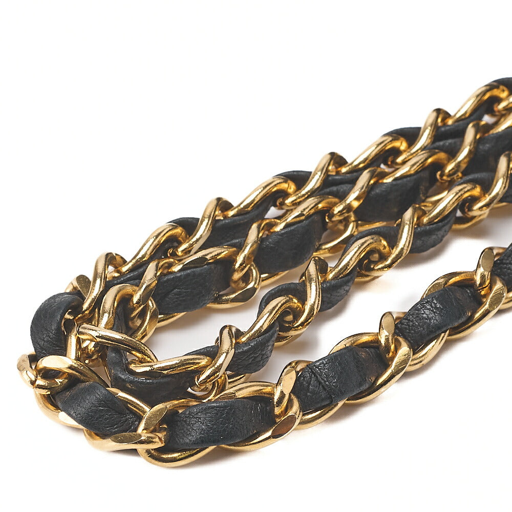 CHANEL Matelasse Push Lock 22cm Chain Shoulder Lambskin Black Gold-Tone Hardware, Pre-Owned