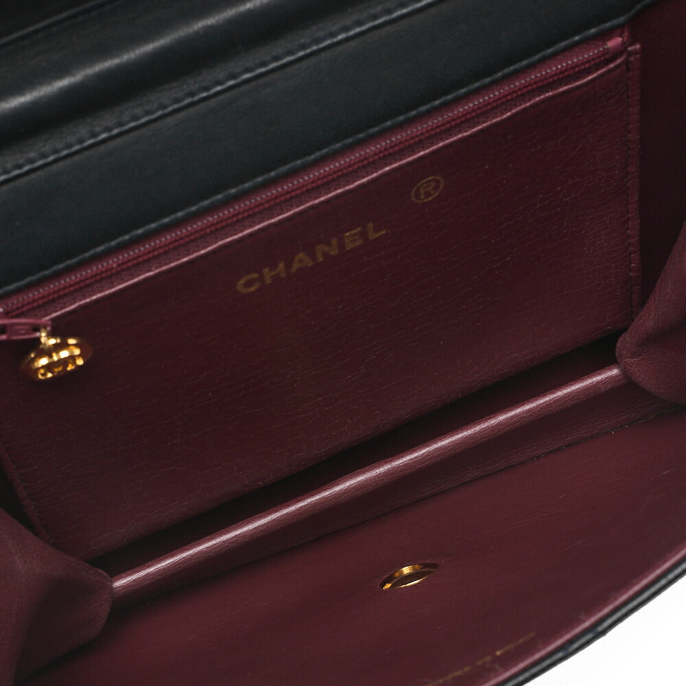 CHANEL Matelasse Push Lock 22cm Chain Shoulder Lambskin Black Gold-Tone Hardware, Pre-Owned