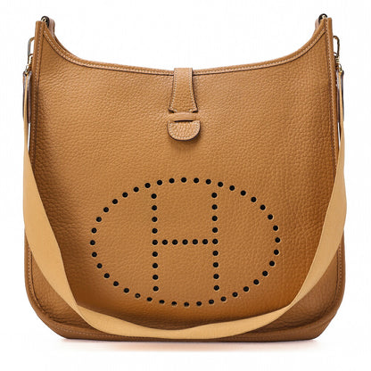 HERMES Evelyn GM Shoulder Bag Ardennes Natural Gold-Tone Hardware, Pre-Owned