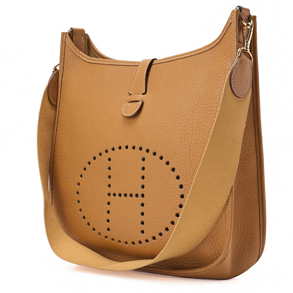 HERMES Evelyn GM Shoulder Bag Ardennes Natural Gold-Tone Hardware, Pre-Owned