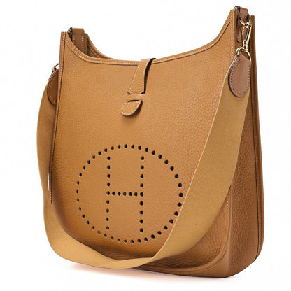 HERMES Evelyn GM Shoulder Bag Ardennes Natural Gold-Tone Hardware, Pre-Owned