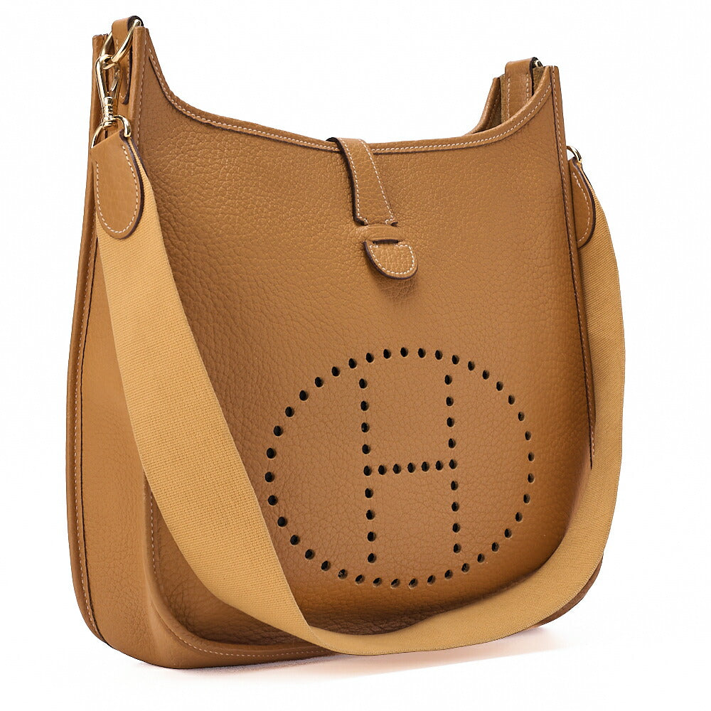 HERMES Evelyn GM Shoulder Bag Ardennes Natural Gold-Tone Hardware, Pre-Owned