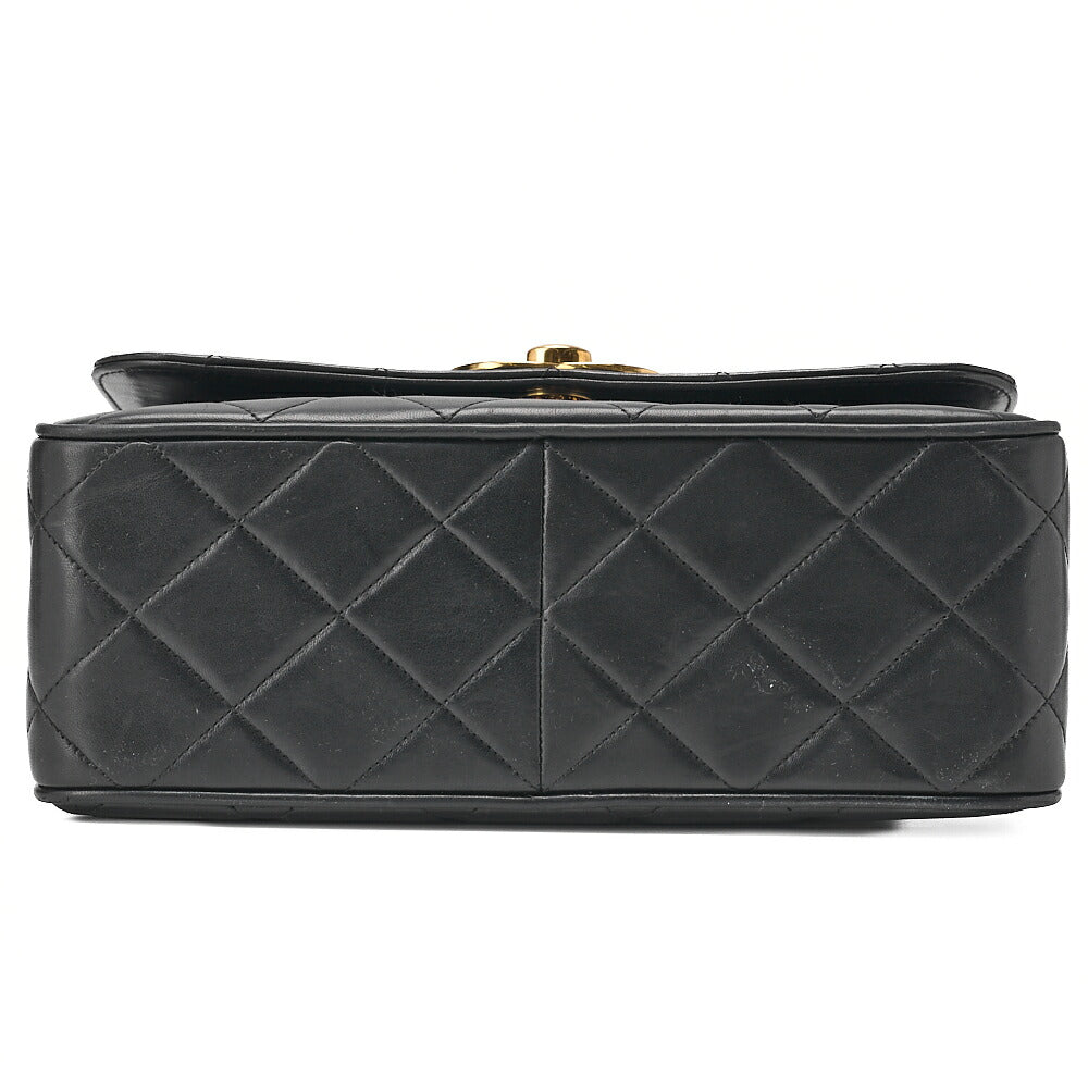 CHANEL Chain Shoulder Bag Square Lambskin Black Gold-Tone Hardware, Pre-Owned