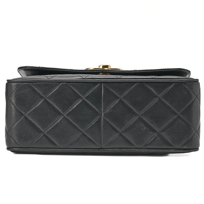 CHANEL Chain Shoulder Bag Square Lambskin Black Gold-Tone Hardware, Pre-Owned