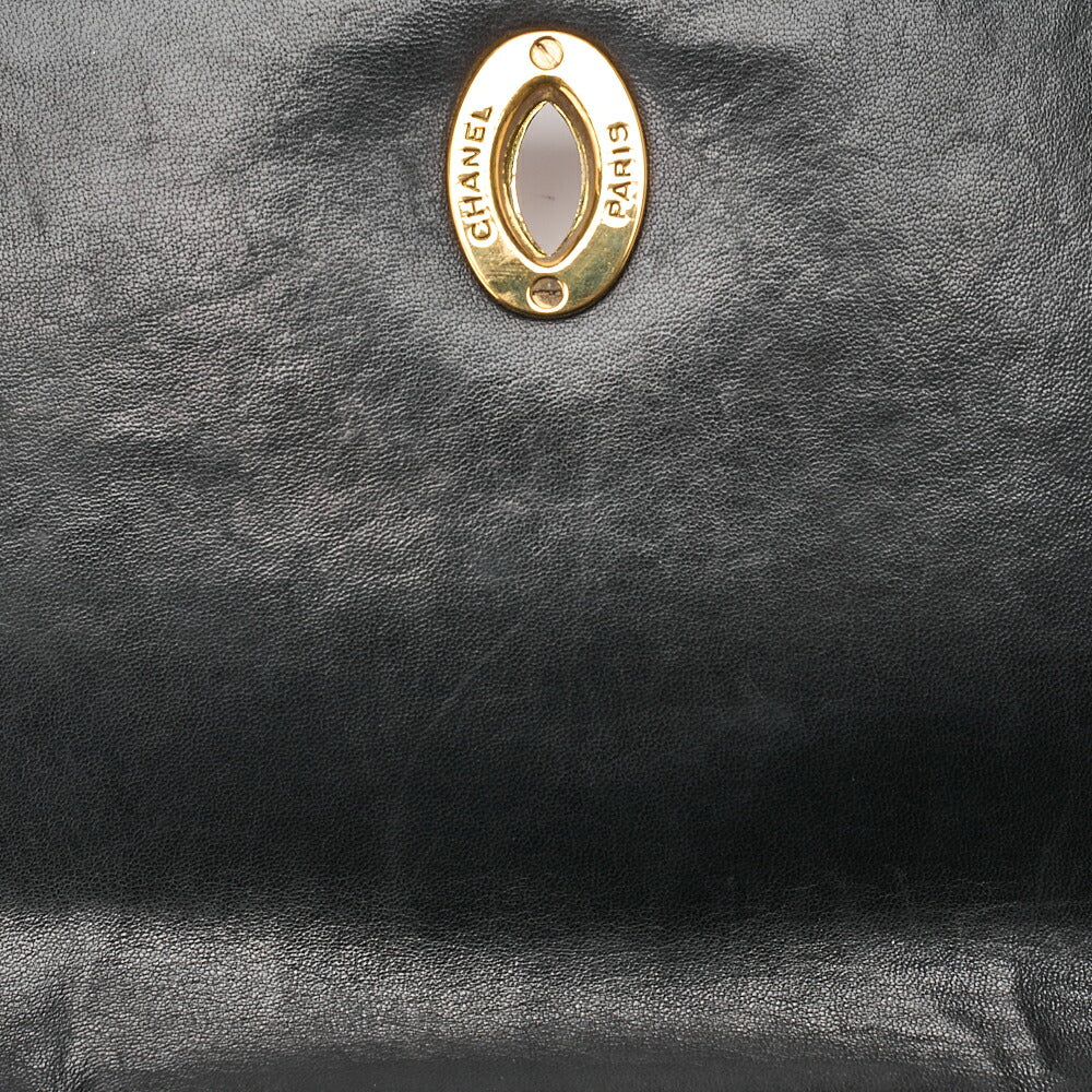 CHANEL Chain Shoulder Bag Square Lambskin Black Gold-Tone Hardware, Pre-Owned