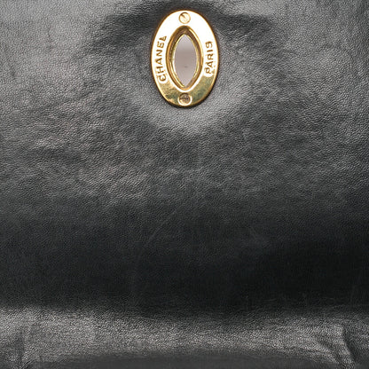 CHANEL Chain Shoulder Bag Square Lambskin Black Gold-Tone Hardware, Pre-Owned