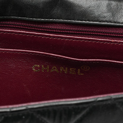 CHANEL Chain Shoulder Bag Square Lambskin Black Gold-Tone Hardware, Pre-Owned