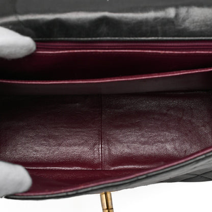 CHANEL Chain Shoulder Bag Square Lambskin Black Gold-Tone Hardware, Pre-Owned