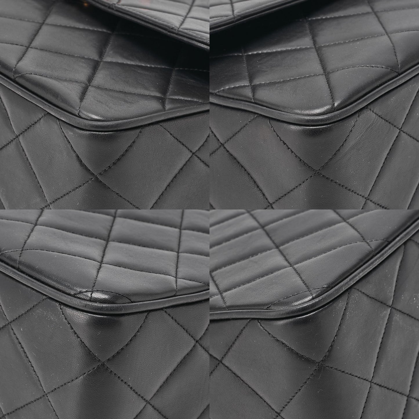 CHANEL Chain Shoulder Bag Square Lambskin Black Gold-Tone Hardware, Pre-Owned